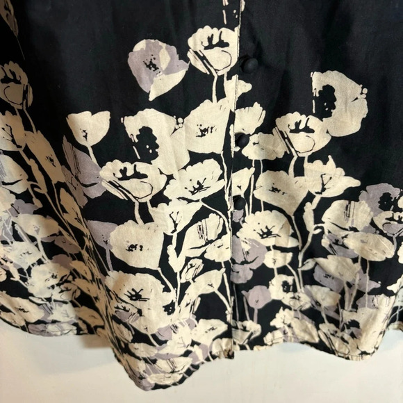 MUSTARD 5 Sz XL (estimated) Tunic Braided Neck Buttoned 3/4 Sleeves Floral Flowy - Picture 4 of 9